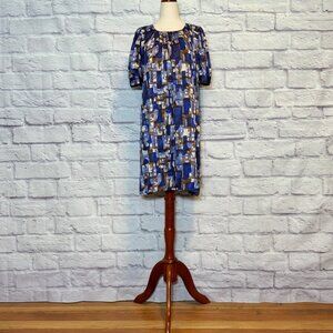 Milk Bar Indigo & Brown Abstract Print Shift Dress